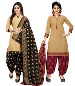 Multicolor Printed Cotton Unstitched Salwar With Dupatta