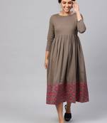 Brown & Pink Big Booti Gathered Midi