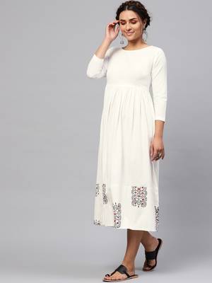 White Bird Print Gathered Midi 2