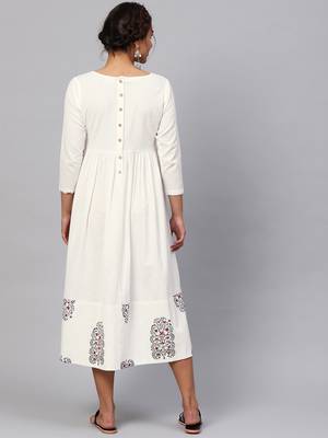 White Bird Print Gathered Midi 3