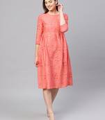 Coral floral_print Side Tie-Up Midi