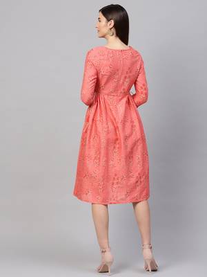 Coral floral_print Side Tie-Up Midi 3