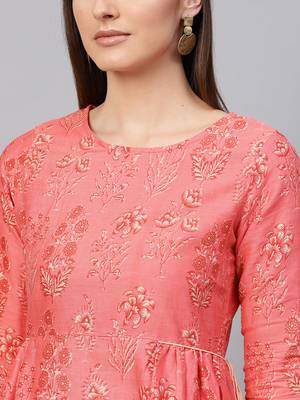 Coral floral_print Side Tie-Up Midi 5