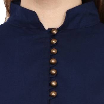 Blue Plain Rayon Long Kurtis 5