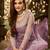Light-purple embroidered net semi stitched salwar with dupatta