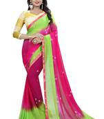 Pink Printed Chiffon Saree With Blouse