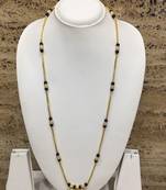 Gold Plated White Pearls Style Pendant Mangalsutra Black Mani Beads Single Line Layer Long Chain