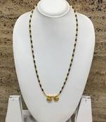 Gold Plated 2 Vati Tanmaniya Pendant Mangalsutra Black Mani Beads Single Line Layer Short Chain