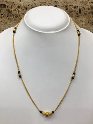 Fashion Antique Round Mani Pendant Mangalsutra Black Beads Single Line Layer Short Chain 1