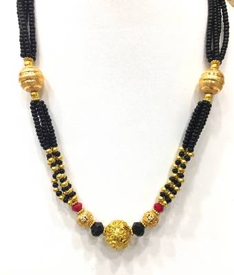 Golden Mani Pendant Mangalsutra Traditional Red Black Beads 4 Line Multi-Layer Short Kolhapuri Necklace 2