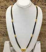 Golden Alloy 2 Vati Tanmaniya Pendant Mangalsutra Black Mani Beads 3 Triple Line Layer Long Chain
