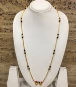 Gold Plated Alloy 2 Vati Tanmaniya Pendant Mangalsutra Black Red Mani Beads Single Line Layer Long Chain