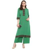 Green Color Foil Print Straight crepe Kurta