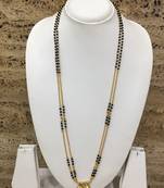 Gold Plated Alloy 2 Vati Tanmaniya Pendant Mangalsutra Black Beads Double Line Layer Long Chain