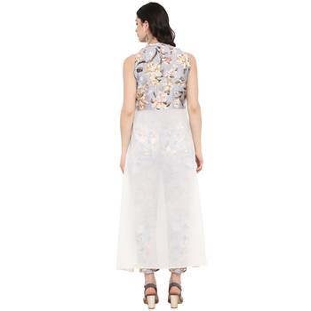 Grey Color Digital Print Flared Polysilk Kurta 3