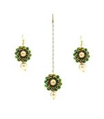Flower Style Maang Tikka With Earrings For Women/Girls