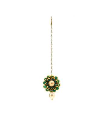 Flower Style Maang Tikka With Earrings For Women/Girls 2
