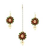 Flower Style Maang Tikka With Earrings For Women/Girls