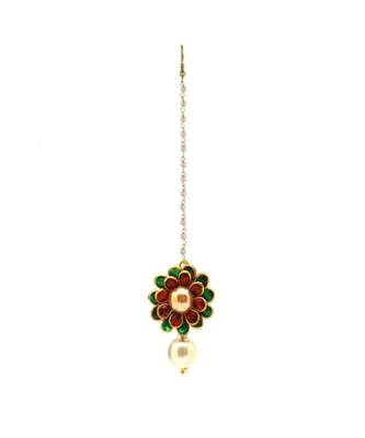 Flower Style Maang Tikka With Earrings For Women/Girls 2