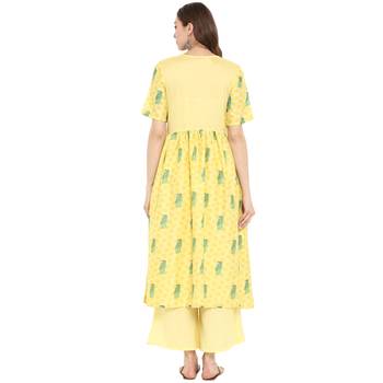 Yellow Color Digital Print Anarkali polySilk Kurta 3