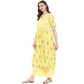 Yellow Color Digital Print Anarkali polySilk Kurta 4