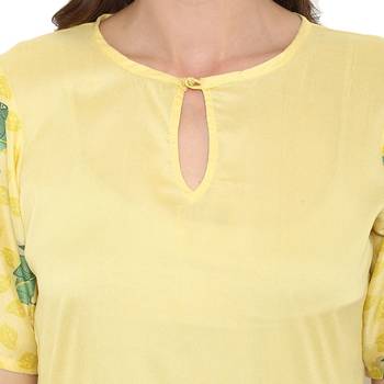 Yellow Color Digital Print Anarkali polySilk Kurta 5