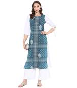 Green Color Digital Print Straight Crepe Kurta