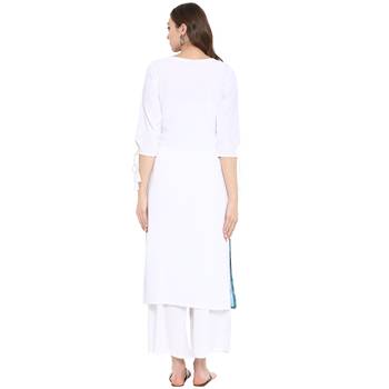 Green Color Digital Print Straight Crepe Kurta 3