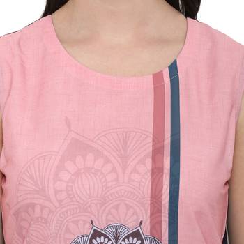 Pink Color Digital Print Straight Crepe Kurta 5