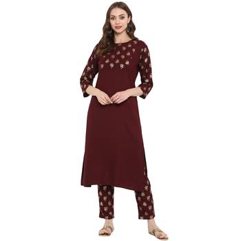 Brown Color Foil Print straight Rayon kurta 2