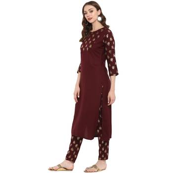 Brown Color Foil Print straight Rayon kurta 4