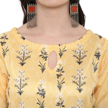 Yellow Color Digital Print straight polysilk kurta 5