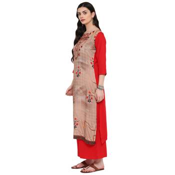 Beige Color Digital Print straight Rayon Kurta 4
