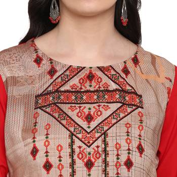 Beige Color Digital Print straight Rayon Kurta 5