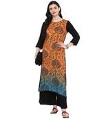 Mustard Color Digital Print straight Rayon kurta