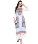 Sky-Blue Color Digital Print straight Rayon kurta