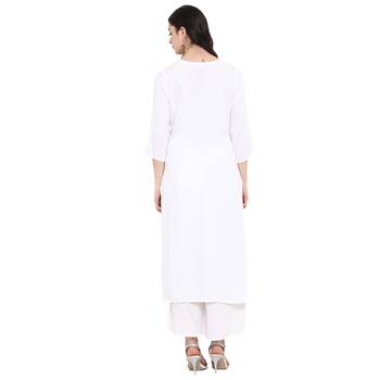 Cream Color Digital Print straight Rayon kurta 3