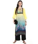 Yellow Color Digital Print straight Rayon kurta