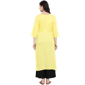 Yellow Color Digital Print straight Rayon kurta 3