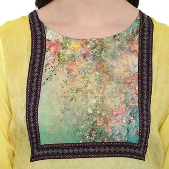 Yellow Color Digital Print straight Rayon kurta 5