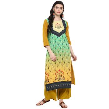 Green Color Digital Print straight Rayon kurta 2