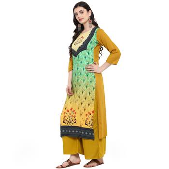 Green Color Digital Print straight Rayon kurta 4