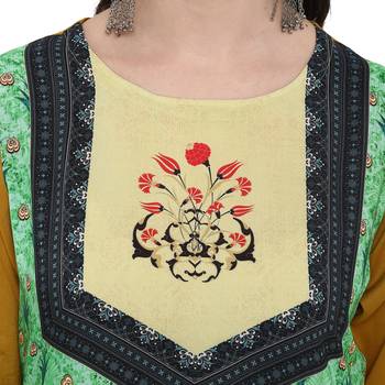 Green Color Digital Print straight Rayon kurta 5