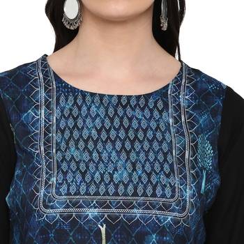 Navy-Blue Color Digital Print straight Rayon kurta 5