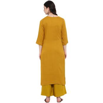 Mustard Color Digital Print straight Rayon kurta 3