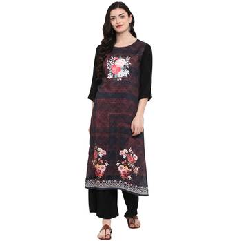 Black Color Digital Print straight Rayon kurta 2