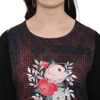 Black Color Digital Print straight Rayon kurta 5