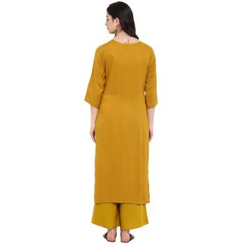 Mustard Color Digital Print straight Rayon kurta 3