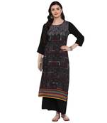 Black Color Digital Print straight Rayon kurta