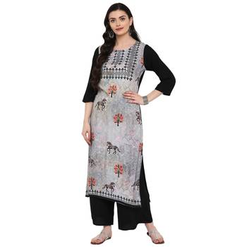 Grey Color Digital Print straight Rayon kurta 2
